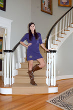 Load image into Gallery viewer, Model wearing a purple sleeve dress
