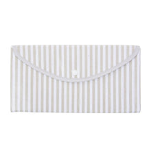 Load image into Gallery viewer, Front view of our Gray Stripe Vinyl Envelope Pouch
