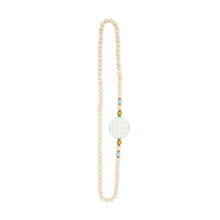 Load image into Gallery viewer, Front view of our Light Blue Flat Bead Necklace
