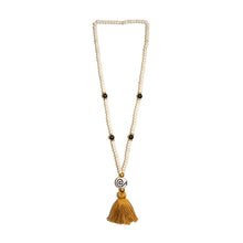 Load image into Gallery viewer, Front view of our Gold Fall Ceramic Bead Tassel Necklace

