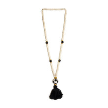 Load image into Gallery viewer, Front view of our Black Fall Ceramic Bead Tassel Necklace
