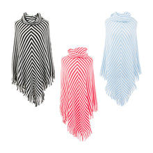 Load image into Gallery viewer, Front view of our Stripe Fringe Ponchos
