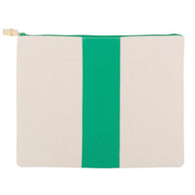 Load image into Gallery viewer, Front view of the green flat zipper pouch
