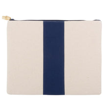 Load image into Gallery viewer, Front view of the navy flat zipper pouch
