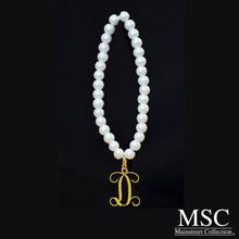 Load image into Gallery viewer, Pearl Gold Cutout Initial Bracelet
