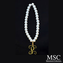 Load image into Gallery viewer, Pearl Gold Cutout Initial Bracelet
