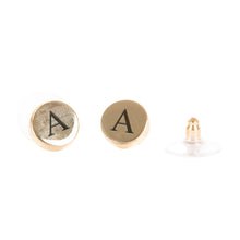 Load image into Gallery viewer, Round Gold Initial Earrings
