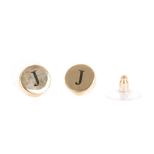 Load image into Gallery viewer, Round Gold Initial Earrings
