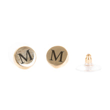 Load image into Gallery viewer, Round Gold Initial Earrings
