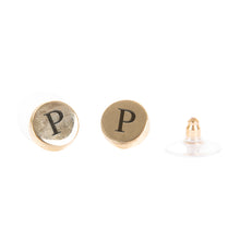 Load image into Gallery viewer, Round Gold Initial Earrings
