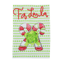 Load image into Gallery viewer, Front view of our Holiday Falala Candy Cane Guest Towel
