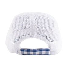 Load image into Gallery viewer, Back View of our Blue Gingham Trucker Hat
