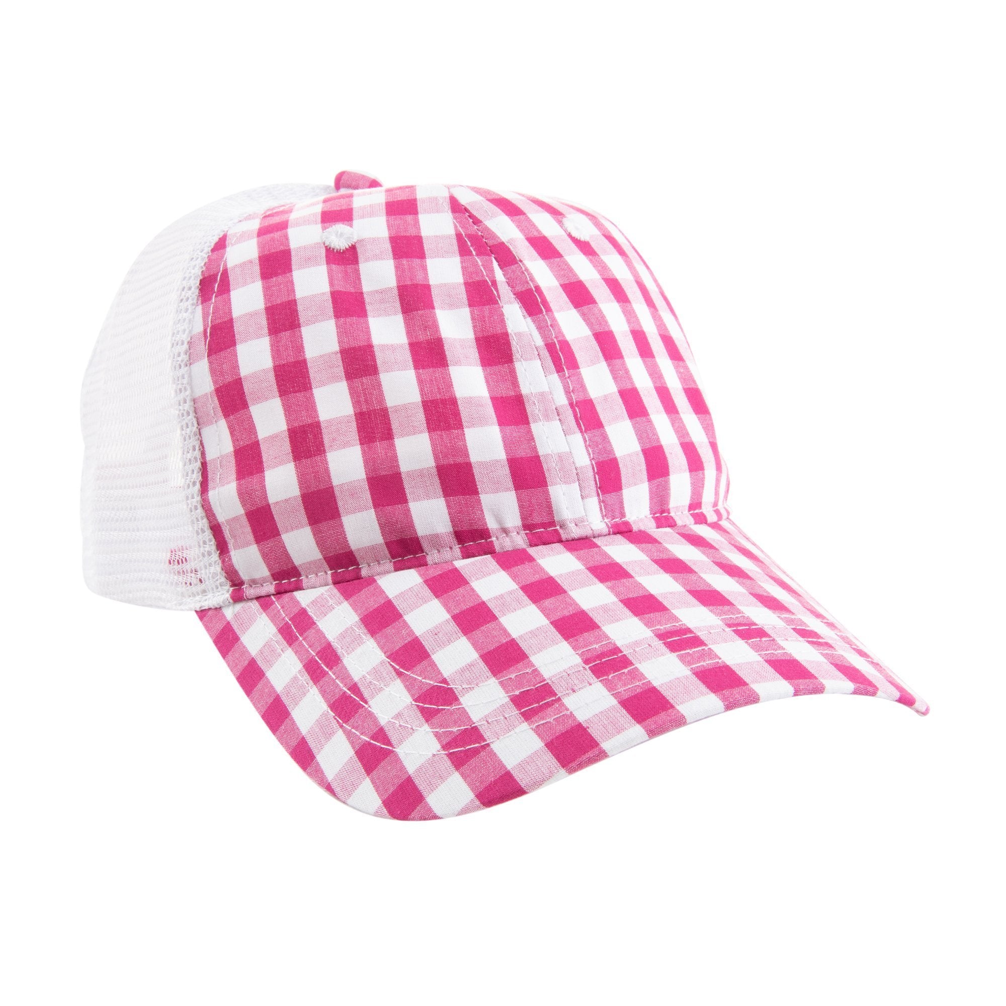 Gingham White Mesh Trucker Hat - One Size - Adjustable - MSC
