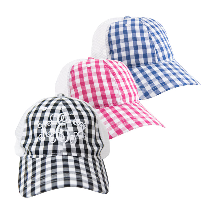 View of our Gingham Trucker Hats
