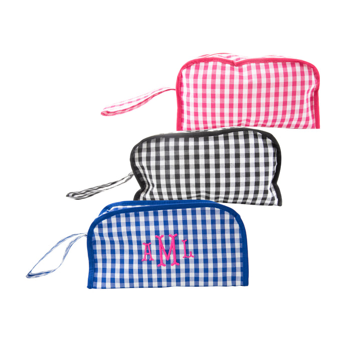Front view of our Gingham Cosmetic Bags