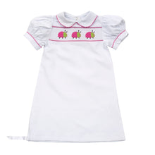 Load image into Gallery viewer, Our Monogrammed Hot Pink Ladybug Girl Smocked Day Gown
