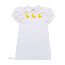 Load image into Gallery viewer, Our Monogrammed Yellow Duck Girl Smocked Day Gown
