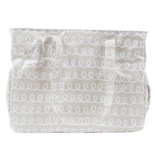 Load image into Gallery viewer, Front view of our Gray Swirl Vinyl Diaper Bag
