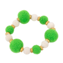 Load image into Gallery viewer, Front view of our Green Felt Bead Bracelet
