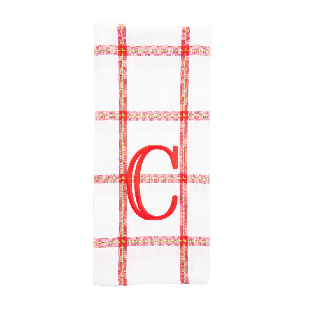 Monogrammed view of our Holiday Block Dish Towel