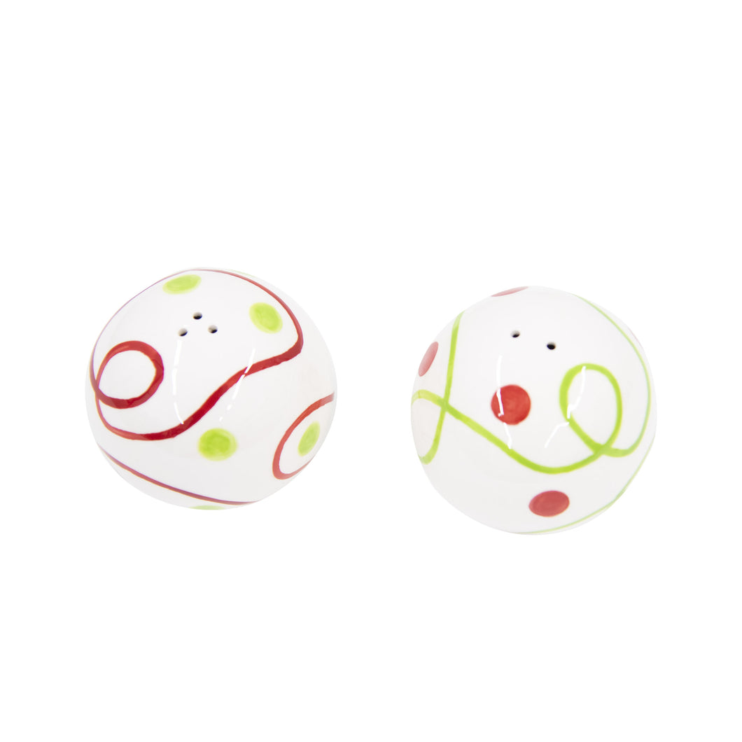Holiday Ceramic Swirl Salt & Pepper Shakers