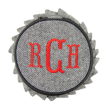 Load image into Gallery viewer, Monogrammed view of our Herringbone Jewelry Round
