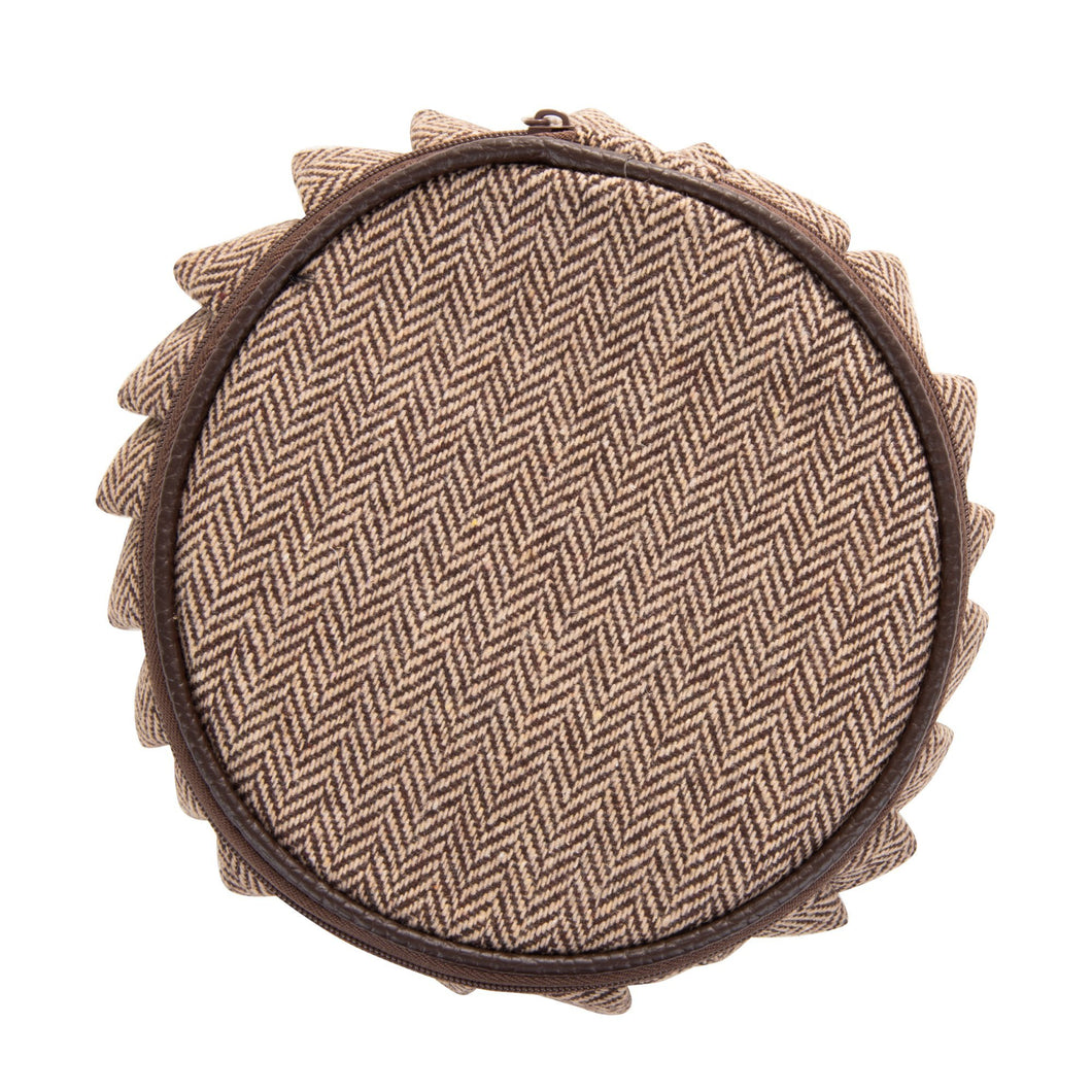 Top view of our Brown Herringbone Jewelry Round