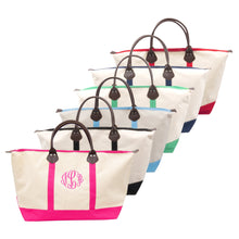 Load image into Gallery viewer, Monogrammed image of our Canvas Jet Setter Duffles
