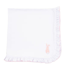 Load image into Gallery viewer, Front view of our Pink Bunny French Knot Blanket
