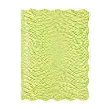 Load image into Gallery viewer, Front view of our Green Lizard Scallop Passport Holder
