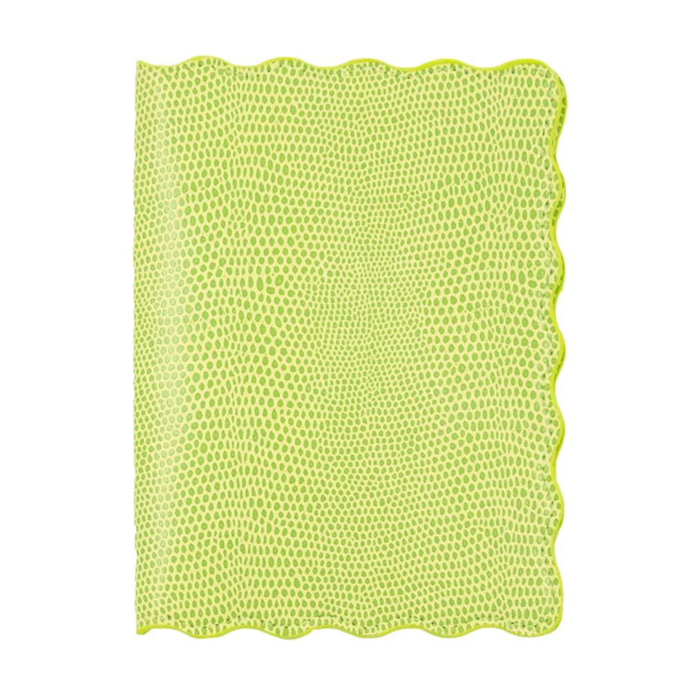 Front view of our Green Lizard Scallop Passport Holder