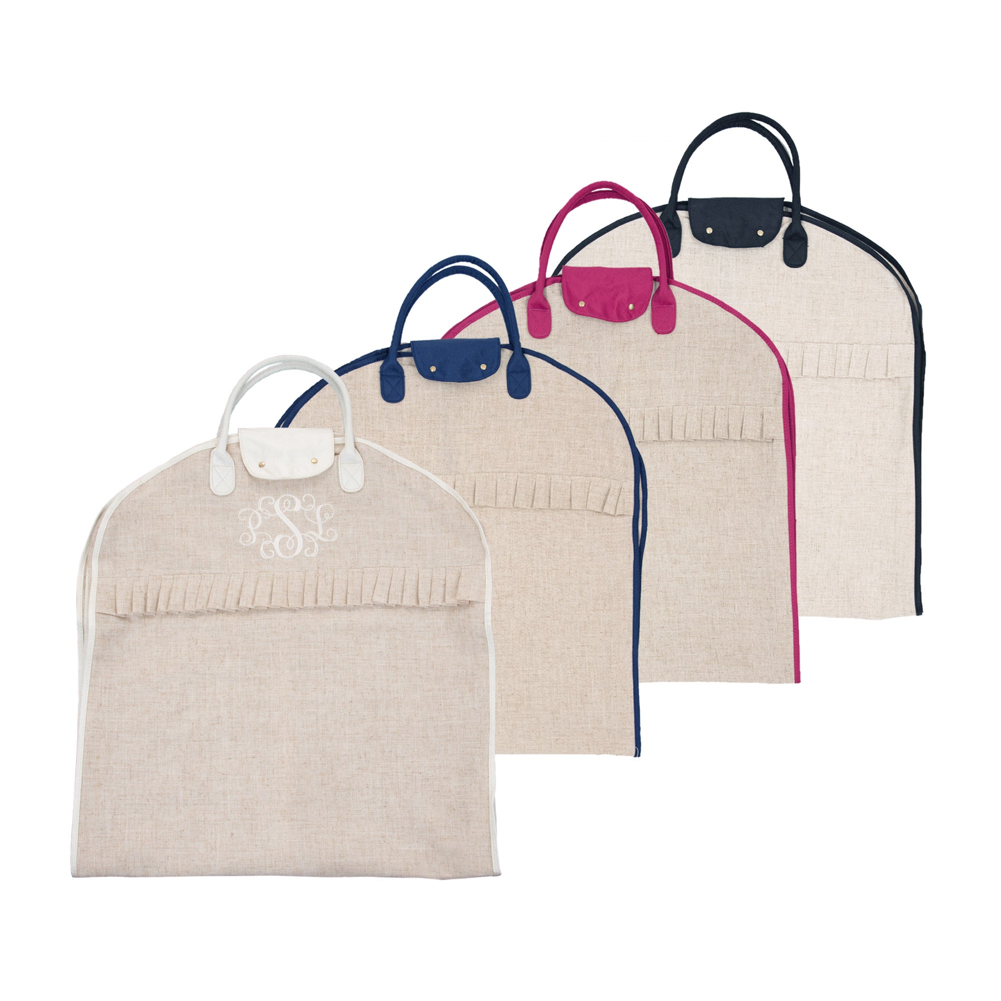 Linen Garment Bag with Handles - Foldable with Snap Closure