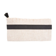 Load image into Gallery viewer, Black Monogram Linen Ruffle Pouch
