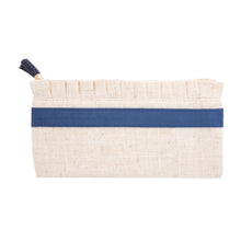 Load image into Gallery viewer, Navy Monogram Linen Ruffle Pouch
