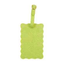 Load image into Gallery viewer, Front view of our Green Lizard Scallop Luggage Tag
