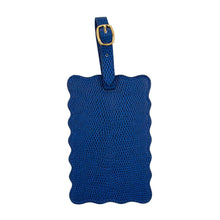 Load image into Gallery viewer, Front view of our Navy Lizard Scallop Luggage Tag
