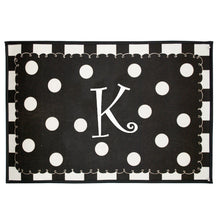 Load image into Gallery viewer, Initial Letter Black and White Polka Dot Rug
