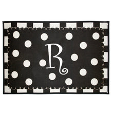 Load image into Gallery viewer, Initial Letter Black and White Polka Dot Rug
