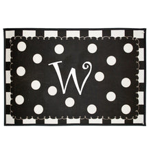 Load image into Gallery viewer, Initial Letter Black and White Polka Dot Rug
