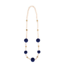 Load image into Gallery viewer, Front view of our Navy Felt Bead Necklace
