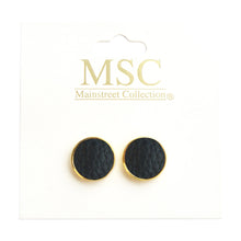 Load image into Gallery viewer, Top view of our Black Pebble Grain Circle Earrings
