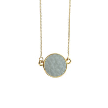 Load image into Gallery viewer, Top view of our Gray Pebble Grain Circle Necklace

