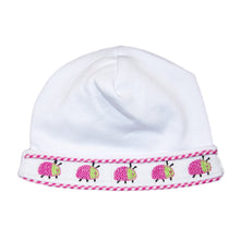 Load image into Gallery viewer, Font view of our Hot Pink Ladybug Smocked Beanie
