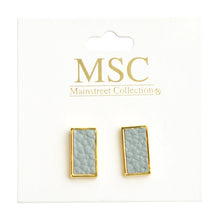 Load image into Gallery viewer, Top view of our Gray Pebble Grain Rectangle Earrings
