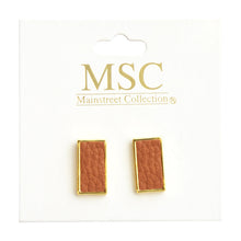 Load image into Gallery viewer, Top view of our Camel Pebble Grain Rectangle Earrings
