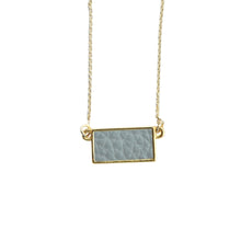 Load image into Gallery viewer, Top view of our Gray Pebble Grain Rectangle Necklace
