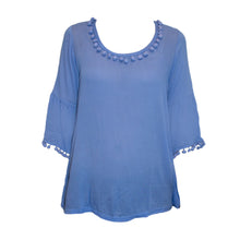 Load image into Gallery viewer, Front image of our Periwinkle Pom Pom Shirt
