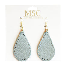 Load image into Gallery viewer, Front view of our Gray Pebble Grain Teardrop Earrings
