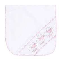 Load image into Gallery viewer, Our smocked Pink Lamb Burp Cloth
