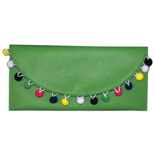 Load image into Gallery viewer, Lime Pom Pom Clutch
